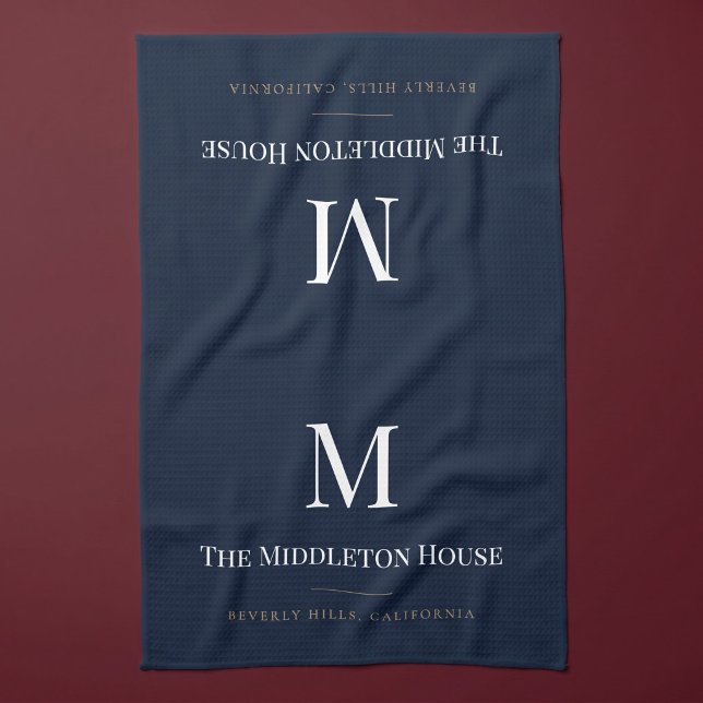 Custom Quiet Luxury Estate Monogram Family Name Kitchen Towel (Creator Uploaded)