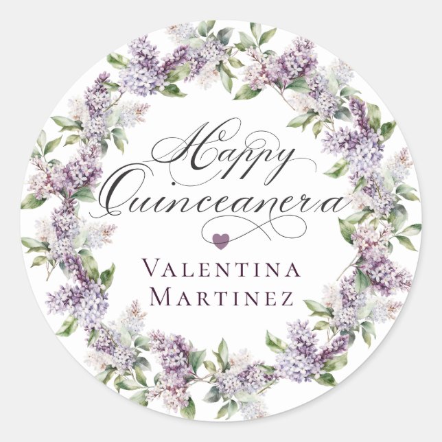Custom Quinceanera Purple Lilac Envelope Seal (Front)