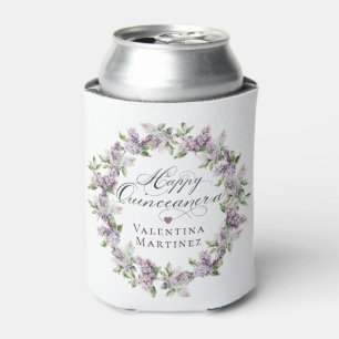 Custom Quinceanera Purple Lilac Spring Flower Can Cooler