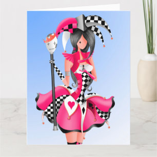 Custom Quirky Jester & Puppet King Birthday Card
