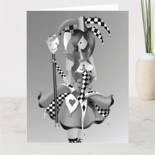 Custom Quirky Jester & Puppet King Birthday Card