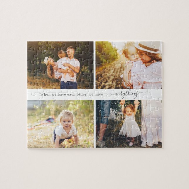 Custom Quote 4 Photos Gallery Personalized Puzzle (Horizontal)