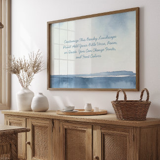 Custom Quote Add Your Event Detail Blue Watercolor Poster
