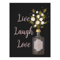 Custom Quote Art with Flowers - Live Laugh Love