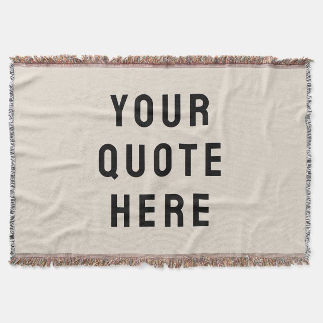 Custom Quote Banner Personalized Your Quote Wall Throw Blanket (Front)