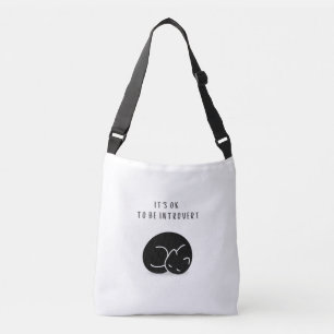 Custom Quote Black Cat It’s OK To Be Introvert  Crossbody Bag