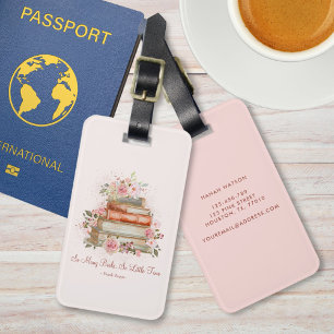 Custom Quote Books and Vintage Pink Roses Luggage Tag