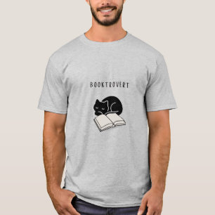 Custom Quote Booktrovert Minimalist Cat T-Shirt