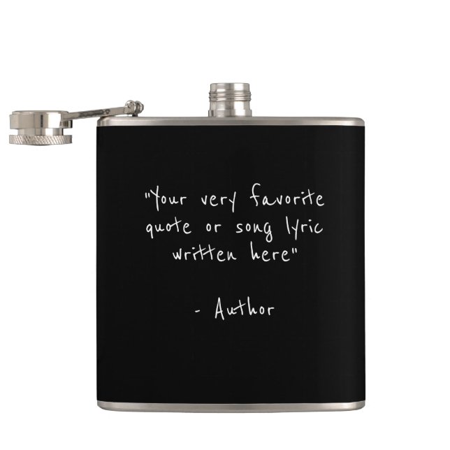 Custom quote - create your own Black and White Hip Flask (Opened)