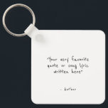 Custom quote - create your own keychain<br><div class="desc">Add any quote, chant, song lyrics, bible verse or reference of your choice to create a unique Christmas or Birthday gift. This design features minimalist customizable text in simple, hand-written typography.</div>