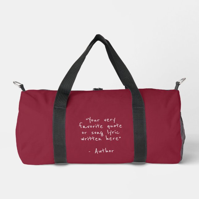 Custom quote - create your own red duffle bag (Front)