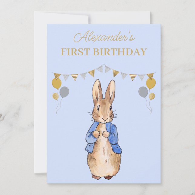 Custom Rabbit First Birthday Invitation (Front)