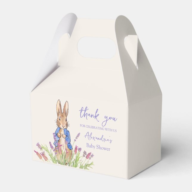 Custom rabbit in blue jacket favor box (Front Side)