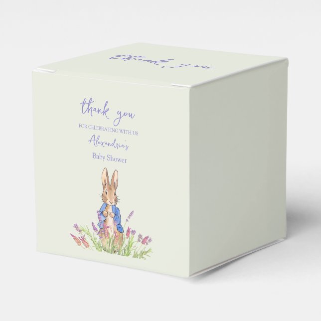 Custom rabbit in blue jacket favor box (Front Side)