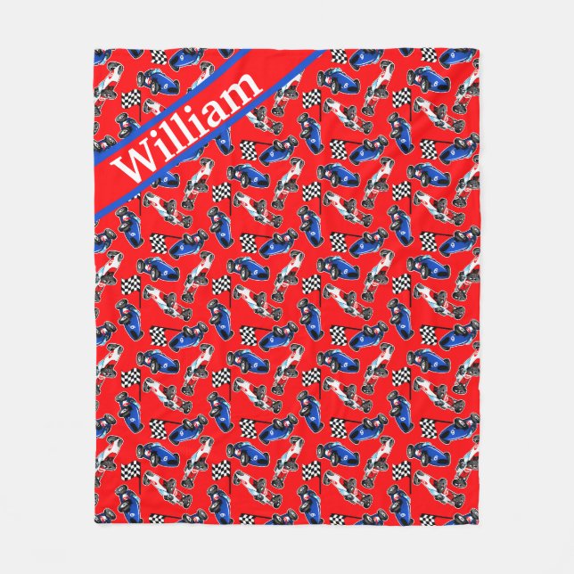 Custom Racecar Fleece Blanket (Front)