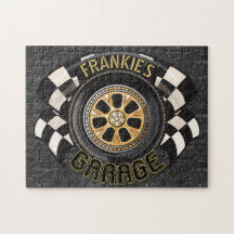 Custom Racing Flag Hot Rod Muscle Car Garage