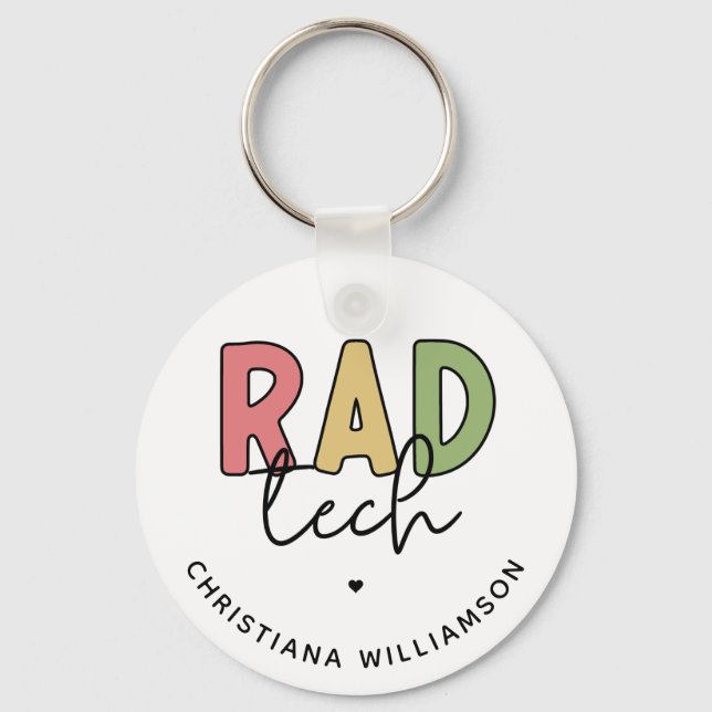 Custom Rad Tech Radiologic Technologist Radiology Keychain (Front)