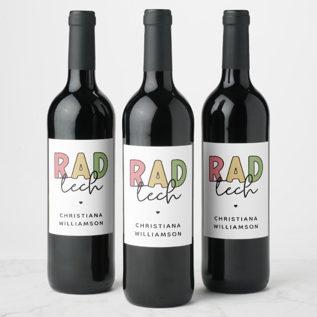Custom Rad Tech Radiologic Technologist Radiology Wine Label (Bottles)