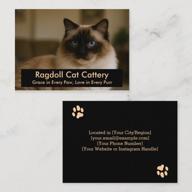 Custom Ragdoll Cat Cattery Business Card – Elegant (Front/Back)
