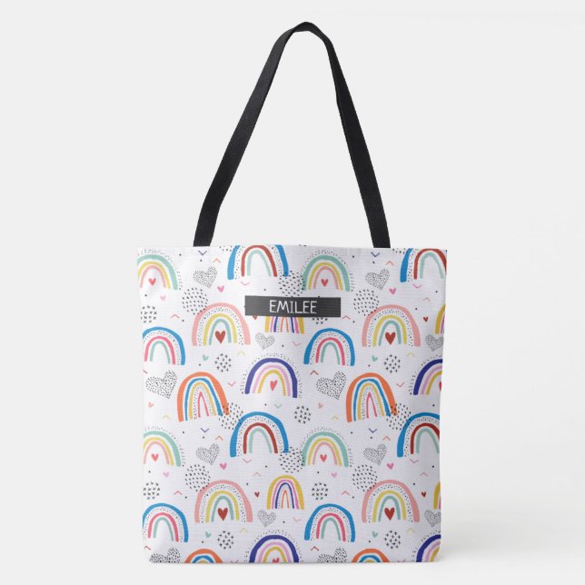 Custom Rainbow All-Over Name Tote  (Front)