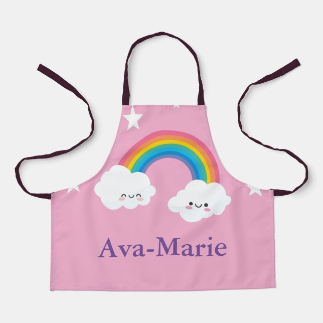 Custom Rainbow All-Over Print Apron, Small Apron (Front)