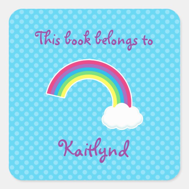 Custom Rainbow and Cloud Book Labels (Front)