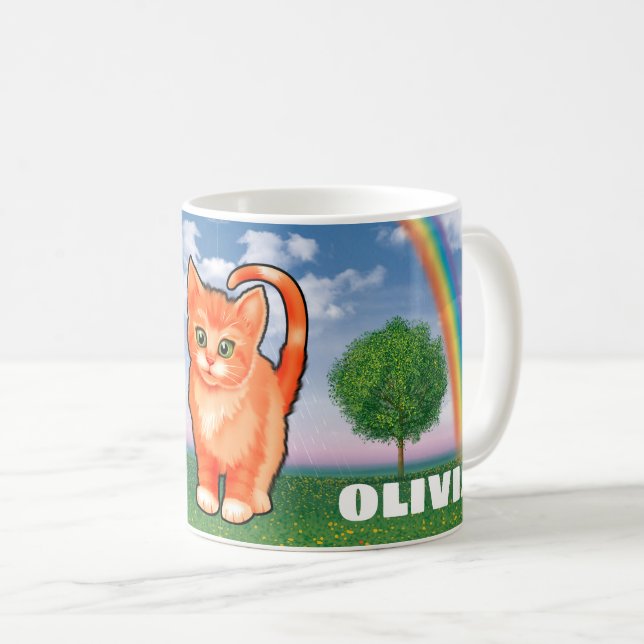 Custom rainbow and kitten Mug (Front Right)