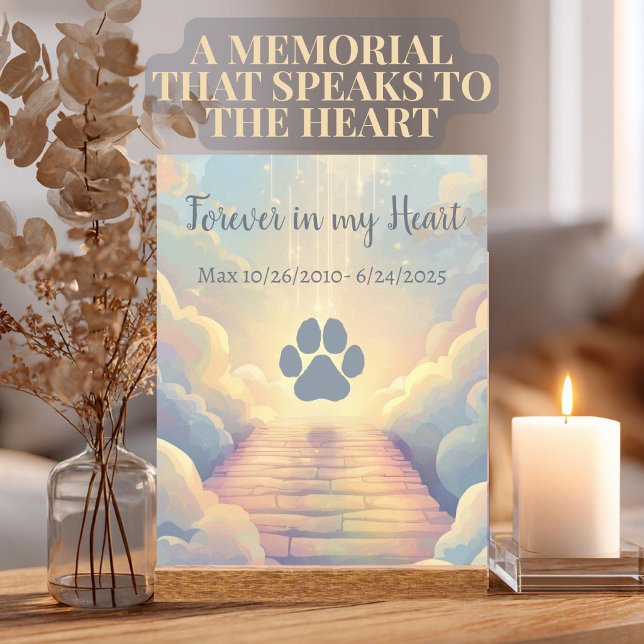Custom Rainbow Bridge Pet Memorial Acrylic Block Sign (Custom Rainbow Bridge pet memorial on acrylic. Honor your best friend with a lasting tribute.)