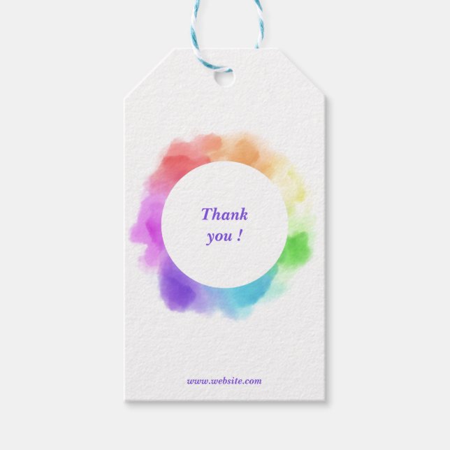Custom  rainbow business promo artcraft Gift Tag (Front)