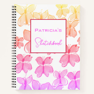 Custom Rainbow Butterfly Sketchbook Notebook