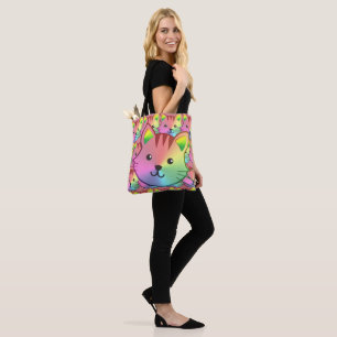 Custom Rainbow Cat Design   Personalized Cat Tote 
