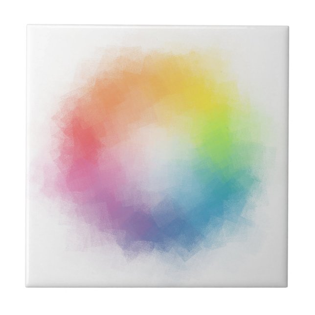 Custom Rainbow Colours Abstract Elegant Template Tile (Front)