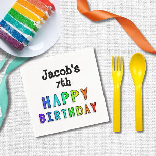 Custom Rainbow Colours Happy Birthday Napkin