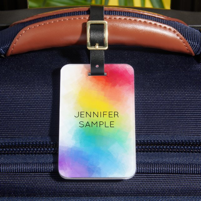 Custom Rainbow Colours Modern Elegant Template Luggage Tag (Front Insitu 2)