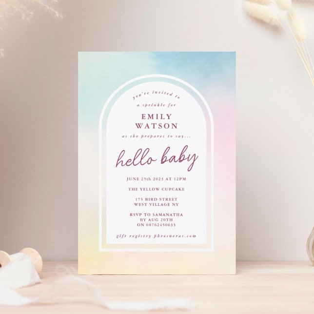 Custom Rainbow Fairy Ombre Boho Arch Baby Shower Invitation (Creator Uploaded)