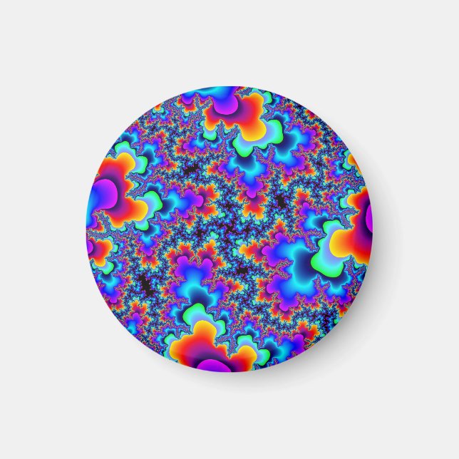 Custom Rainbow Fractal Small Round Magnet (Front)