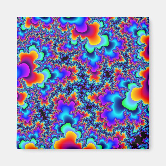Custom Rainbow Fractal Square Magnet (Front)