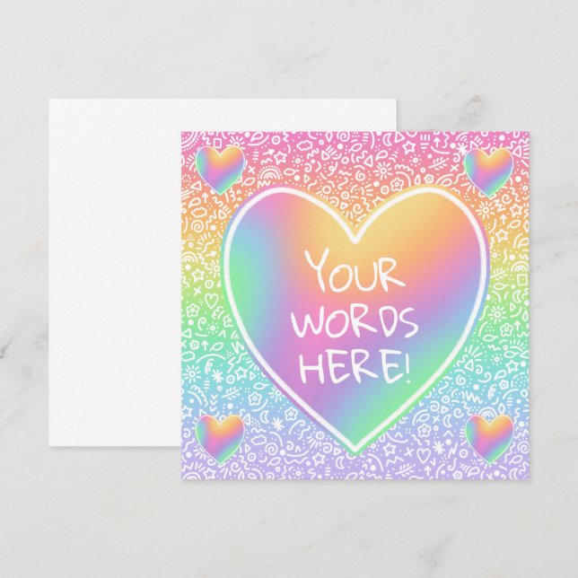 Custom Rainbow Hearts Doodles Card (Front/Back)