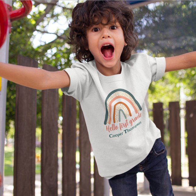 Custom rainbow hello grade boys name T-Shirt (Creator Uploaded)