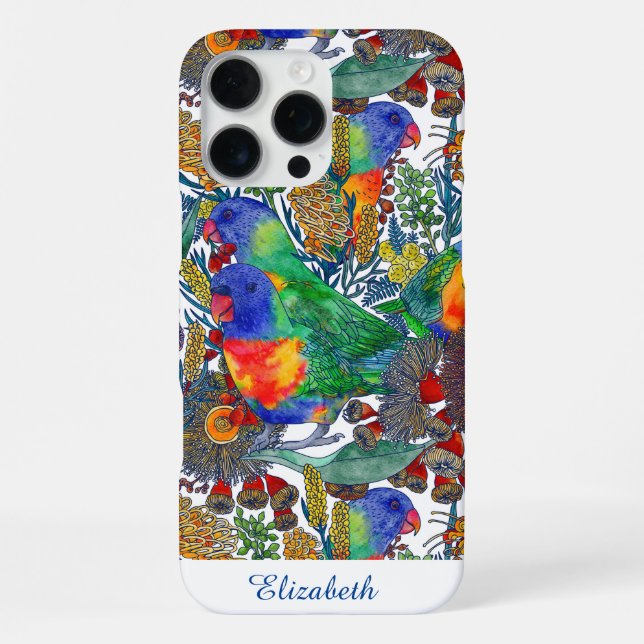 Custom Rainbow Lorikeet Botanical Garden  iPhone Case (Back)
