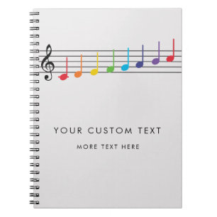 Custom Rainbow Music Notes Teacher Elegant Notebook