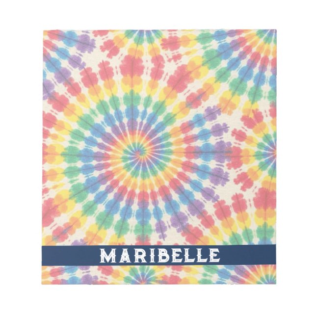 Custom Rainbow Psychedelic Retro Tie Dye Notepad (Front)