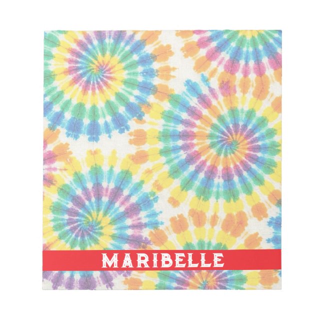 Custom Rainbow Psychedelic Retro Tie Dye Notepad (Front)