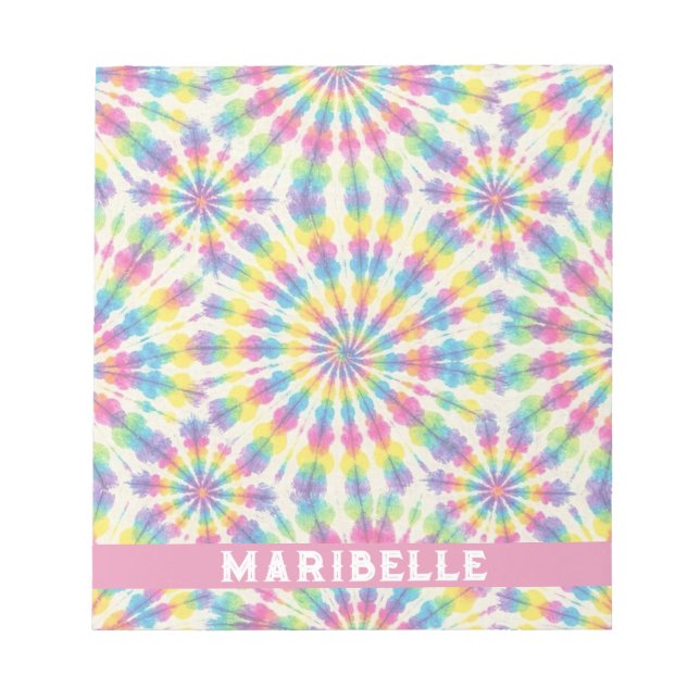 Custom Rainbow Psychedelic Retro Tie Dye Notepad (Front)