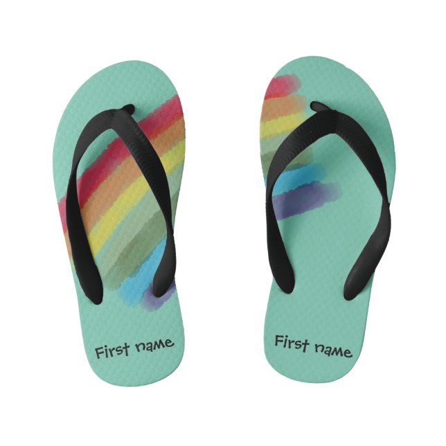 Custom Rainbow Slippers Kid's Flip Flops (Footbed)