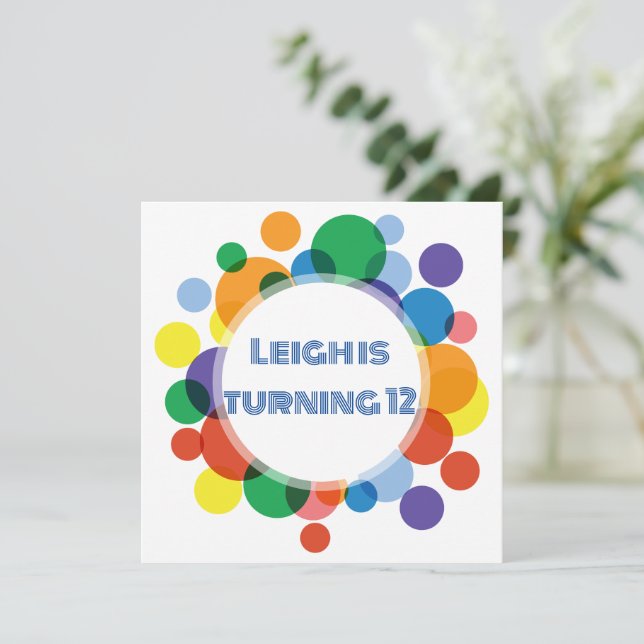 Custom Rainbow Spots  Invitation (Standing Front)