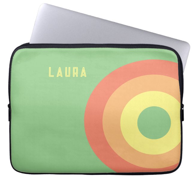 Custom Rainbow Target Laptop Bag – green, Peach  (Front)