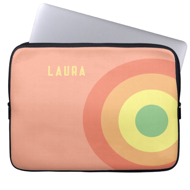 Custom Rainbow Target Laptop Bag – green, Peach  (Front)