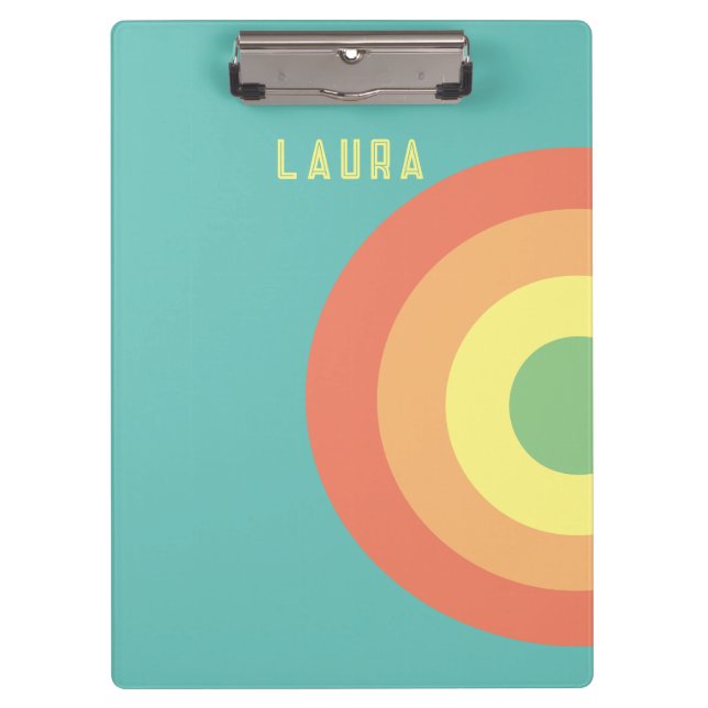 custom rainbow target retro 80s  clipboard (Front)