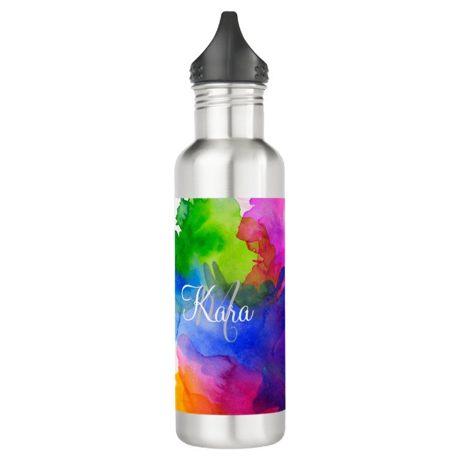 Custom Rainbow Watercolor 710 Ml Water Bottle (Left)